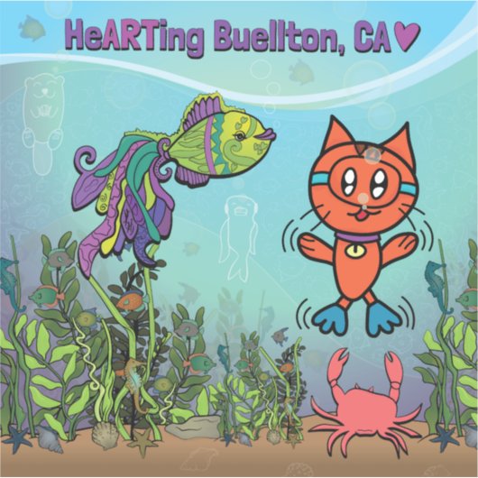 Vinyl Sticker - Scuba Cat - Buellton.Art (Voorkant)