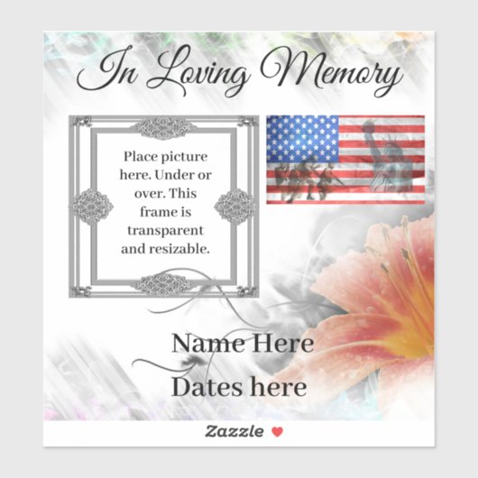 Vinyl sticker ter nagedachtenis (Vel)