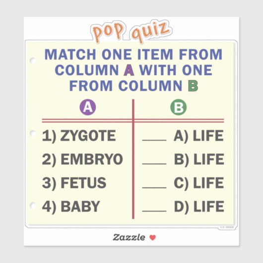 Vinyl sticker with a quiz. (Vel)