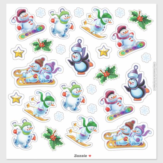 Vinyl stickers prachtige set kerstpersonages (Vel)