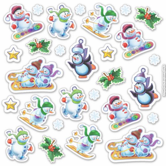 Vinyl stickers prachtige set kerstpersonages (Voorkant)