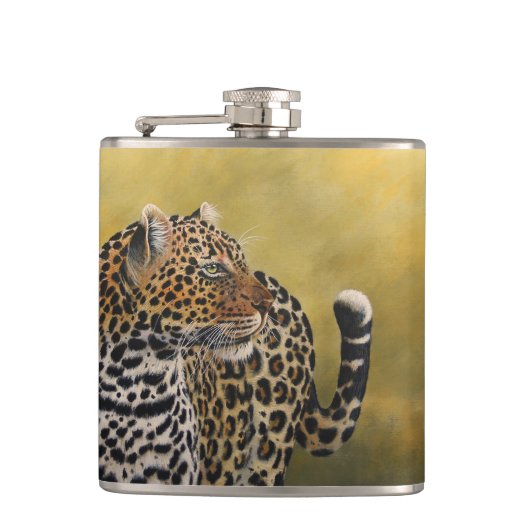 Vinyl verpakte fles - Leopard Heupfles (Voorkant)