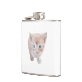 Vinyl verpakte kolf met schattig kat Afbeelding Heupfles (Links)