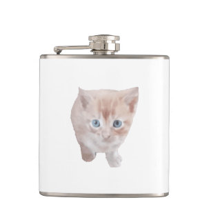 Vinyl verpakte kolf met schattig kat Afbeelding Heupfles