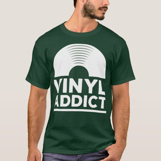 Vinyl Verslaafd T-shirt Retro Oude School Muziek (Voorkant)