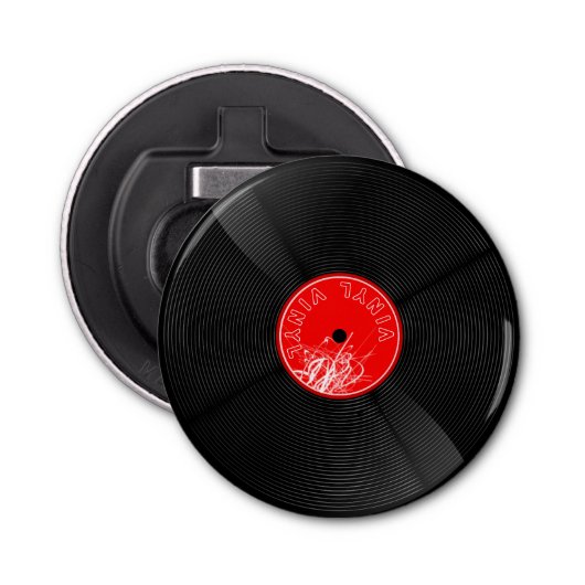 Vinyl Vibes Flesopener - Muziek & Nostalgie Button Flesopener (Voorkant)