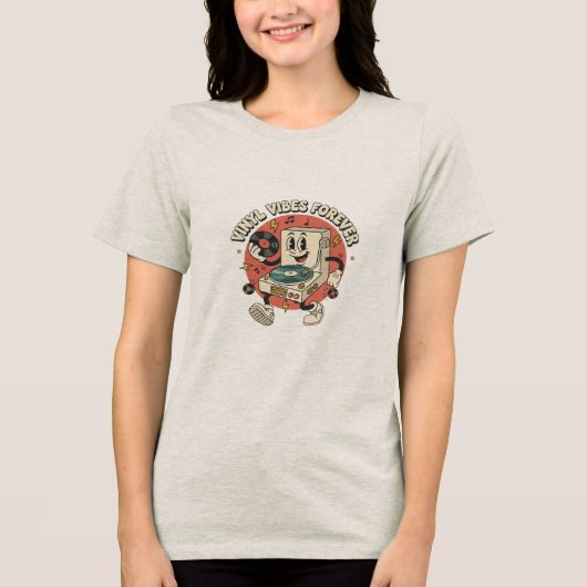 Vinyl Vibes Voor Altijd Tri-Blend Shirt (Voorkant)