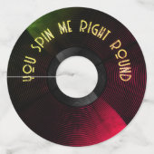 Vinyl Vibes Wijnglas Label-Spin Uw Sip in Stijl Wijnglaslabel (Voorkant)