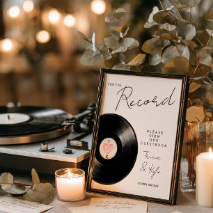 Vinyl voor het record bruiloft gastenboek teken poster