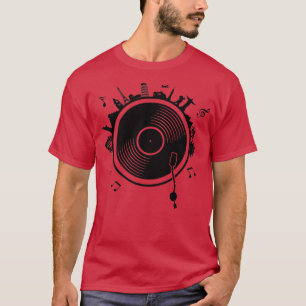 Vinyl Wereldbol Music DJ Platenspeler Vintage T-shirt