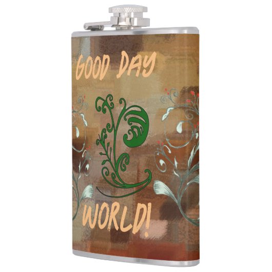 Vinyl Wrapped Flask "Good Day World" Heupfles (Links)
