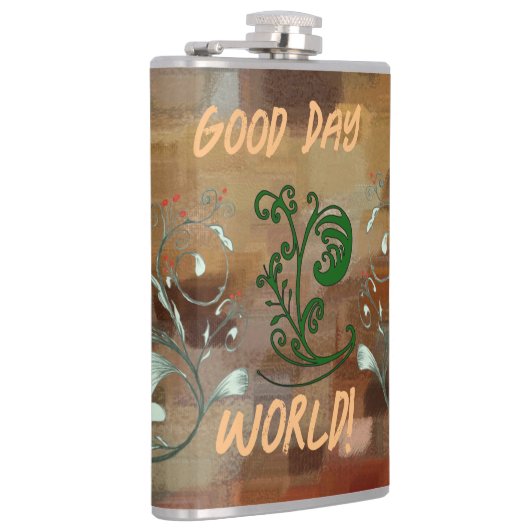 Vinyl Wrapped Flask "Good Day World" Heupfles (Rechts)