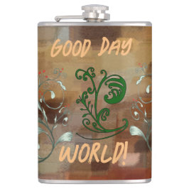 Vinyl Wrapped Flask "Good Day World" Heupfles