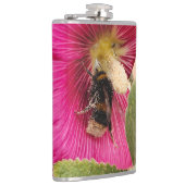 Vinyl wrapped flask Hollyhock bumble bee  Heupfles (Rechts)