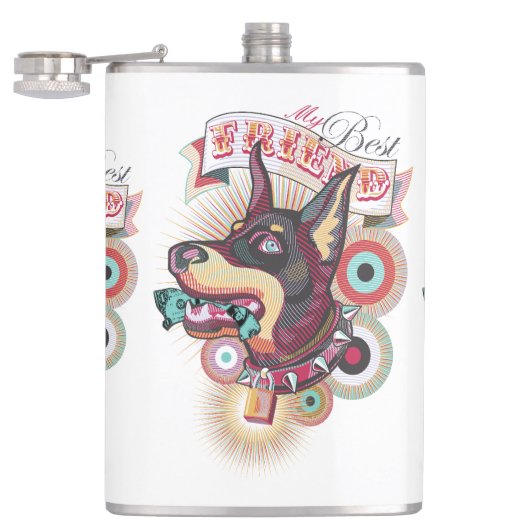 Vinyl Wrapped Flask – Urban Loyalty Doberman Art Heupfles (Geopend)