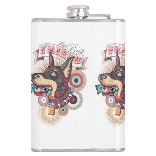 Vinyl Wrapped Flask – Urban Loyalty Doberman Art Heupfles (Achterkant)