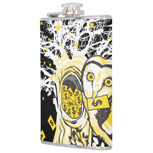 Vinyl Wrapped Flask – Urban Tree Owl & Wealth  Heupfles (Links)