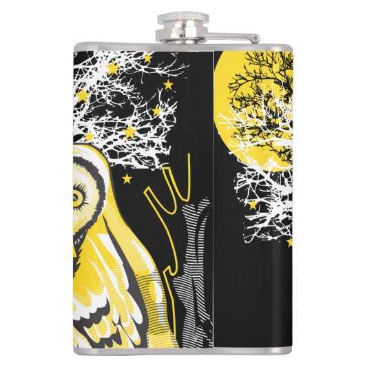Vinyl Wrapped Flask – Urban Tree Owl & Wealth  Heupfles (Achterkant)