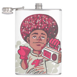 Vinyl Wrapped Flask – YOUTH Power Afro & Boombox Heupfles