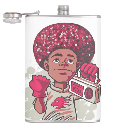 Vinyl Wrapped Flask – YOUTH Power Afro & Boombox  Heupfles (Geopend)