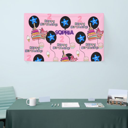 Vinylbanner, Happy 2nd Birthday Banner, #2nd Spandoek (Beurs)