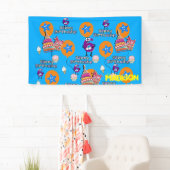 Vinylbanner, Happy 6th Birthday Banner, #6 Blue Spandoek (Insitu)