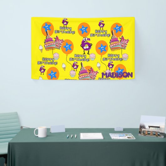 Vinylbanner, Happy 6th Birthday Banner, #6 Spandoek (Beurs)