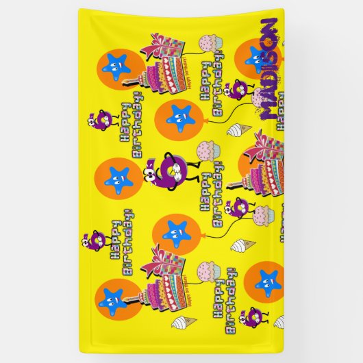 Vinylbanner, Happy 6th Birthday Banner, #6 Spandoek (Verticaal)