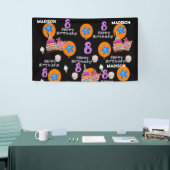 Vinylbanner, Happy 8th Birthday Banner, #8 Black Spandoek (Beurs)