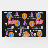 Vinylbanner, Happy 8th Birthday Banner, #8 Black Spandoek (Horizontaal)