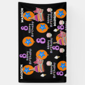 Vinylbanner, Happy 8th Birthday Banner, #8 Black Spandoek (Verticaal)