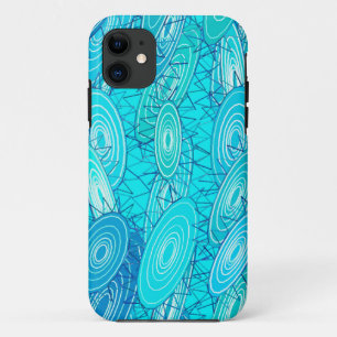 "Vinylblauwvinnen" abstract - turkooizen, blauw, w iPhone 11 Hoesje