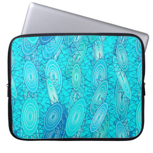 "Vinylblauwvinnen" abstract - turkooizen, blauw, w Laptop Sleeve
