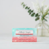 Vinylkraften en -ontwerpen - Koraal en Turquoise B Visitekaartje (Staand voorkant)