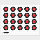 Vinyllange afspeelschijf ronde sticker (Vel)