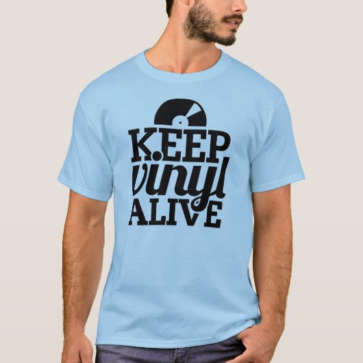Vinyllevend T-shirt houden - Bleek blauw (Voorkant)