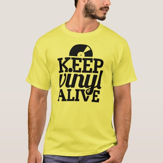 Vinyllevende T-shirt - geel (Voorkant)