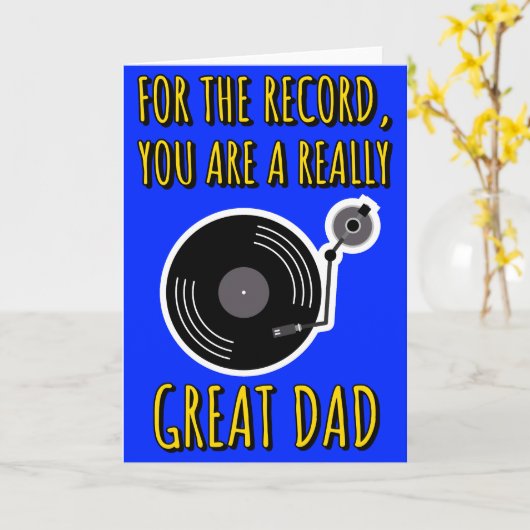 Vinyllover Record Blue Vaderdag Kaart (Gele Bloem)