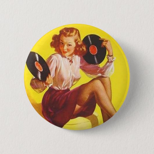  vinylmeisje ronde button 5,7 cm (Voorkant)