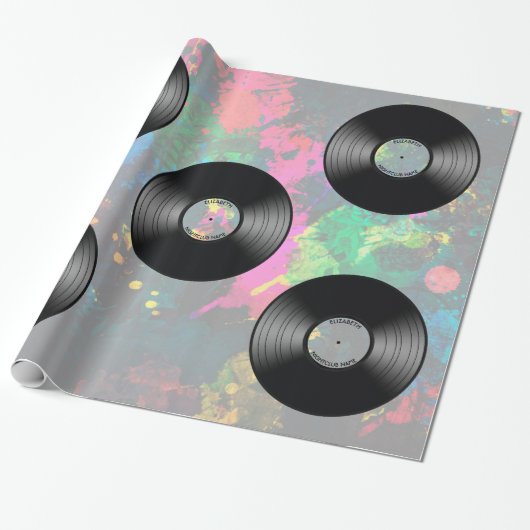 vinylmuziek Record Nightclub of dansventilator Cadeaupapier (Uitgerold)