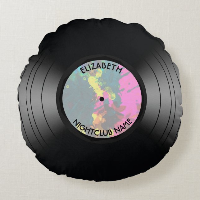  vinylmuziek Record Nightclub of dansventilator Rond Kussen (Voorkant)