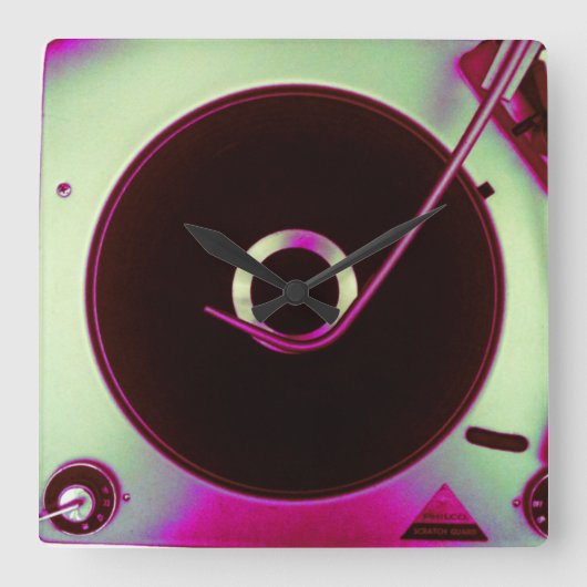  vinylopnameklok Retro Vierkante Klok (Voorkant)