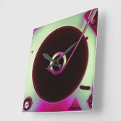  vinylopnameklok Retro Vierkante Klok (Hoek)