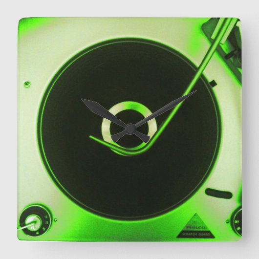  vinylopnameklok Retro Vierkante Klok (Voorkant)