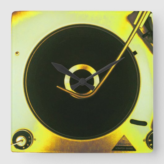  vinylopnameklok Retro Vierkante Klok (Voorkant)