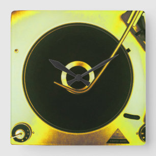  vinylopnameklok Retro Vierkante Klok