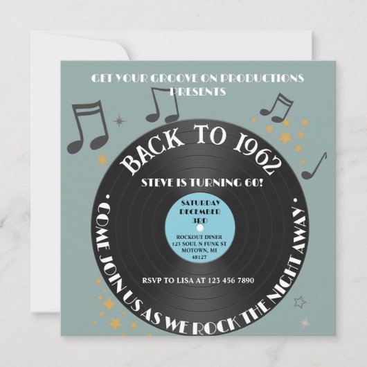 Vinylplaat 60ste Verjaardagsfeest Kaart (Voorkant)