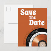 Vinylplaat 70s retro terracotta verbrand oranje aankondigingskaart (Voorkant / Achterkant)