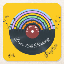 Vinylplaat Album Muzieknotities Regenboog  Kartonnen Onderzetters