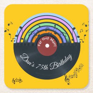 Vinylplaat Album Muzieknotities Regenboog Kartonnen Onderzetters